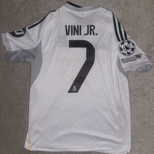 Real Madrid home 25/26 Vini Jr soccer jersey new small champions league patches